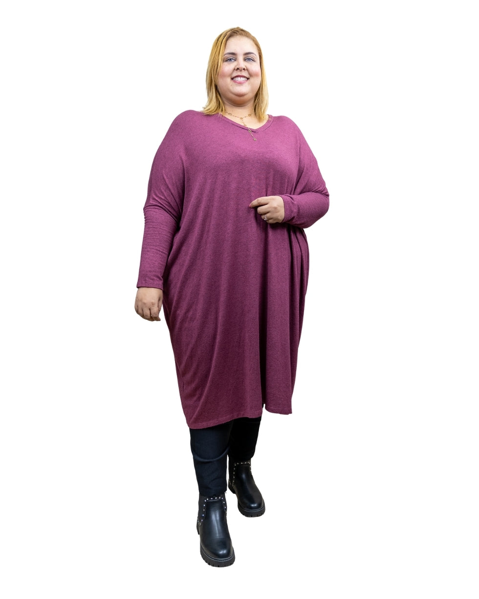 Robe Pull Oversize Col V – Maille Douce Extensible