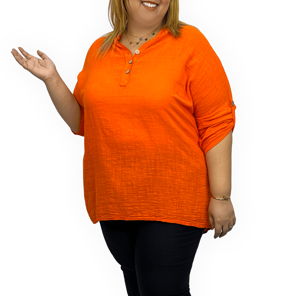 Chemise unie en lin & coton