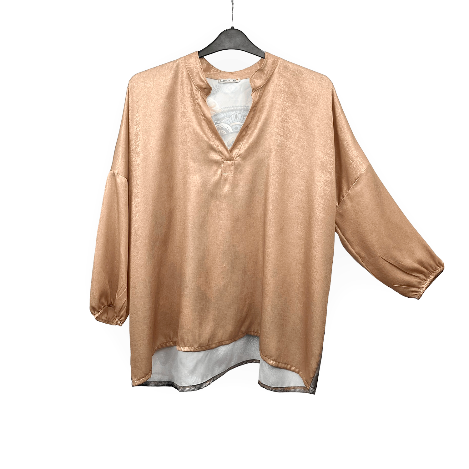 Chemise avec dos en satin imprimé