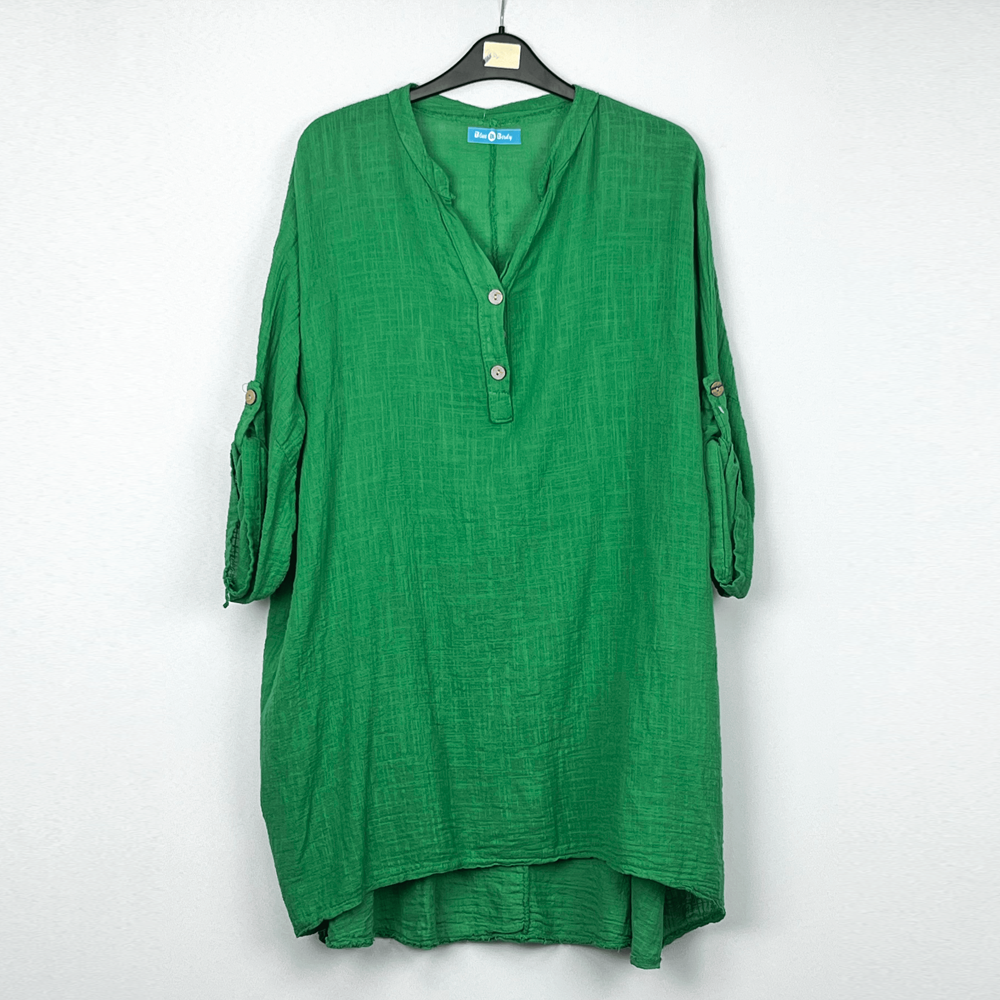 Chemise unie en lin & coton