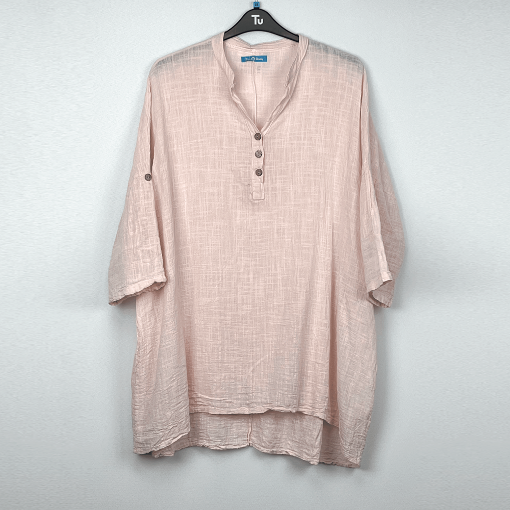 Chemise unie en lin & coton